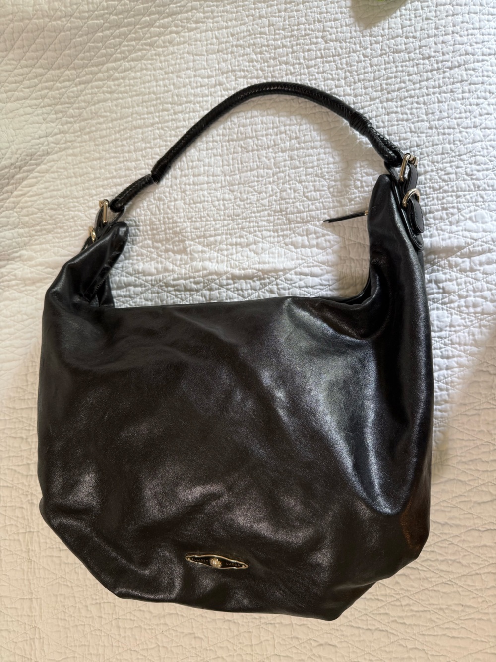 Elliott Lucca Black Leather Shoulder Hobo Bag
